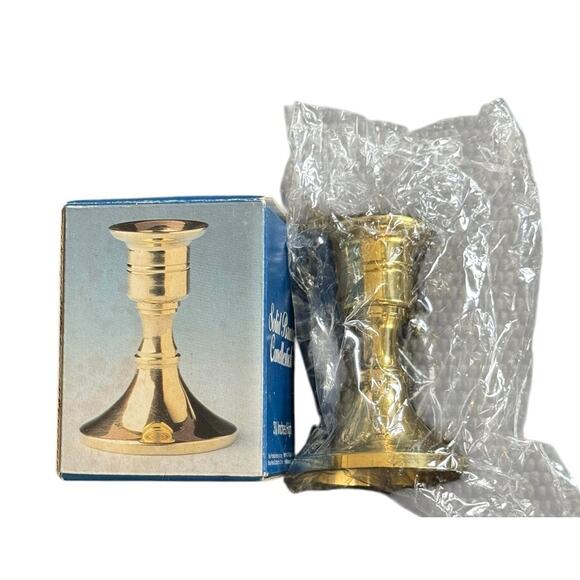 VTG Solid Brass Candlestick 1984 American Trends Corp 3.25” Dinner Party NEW - Picture 1 of 6